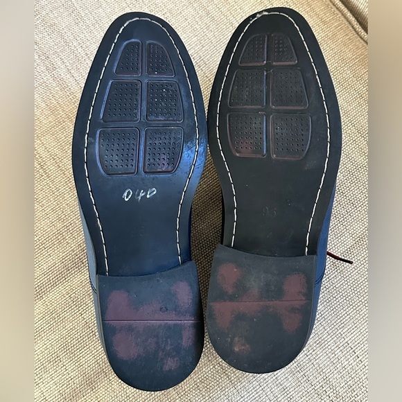 Penguin Men’s Lace Up Leather Oxford Shoes Navy **Flaws. ** - Picture 14 of 17